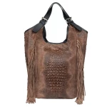 Torba Skórzana Shopperka Vezze Nativo Croco Taupe