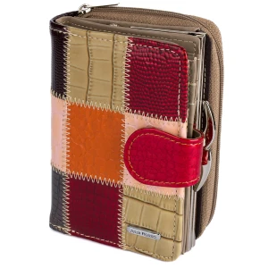 Portfel damski Skórzany Julia Rosso Patchwork