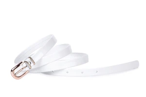 Pasek damski klasyczny biały lakier 1,5 cm