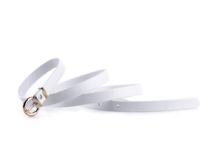 Pasek damski klasyczny biały mat 1,5 cm