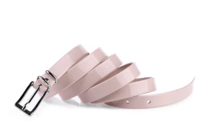 Pasek damski klasyczny pudrowy lakier 1,5 cm